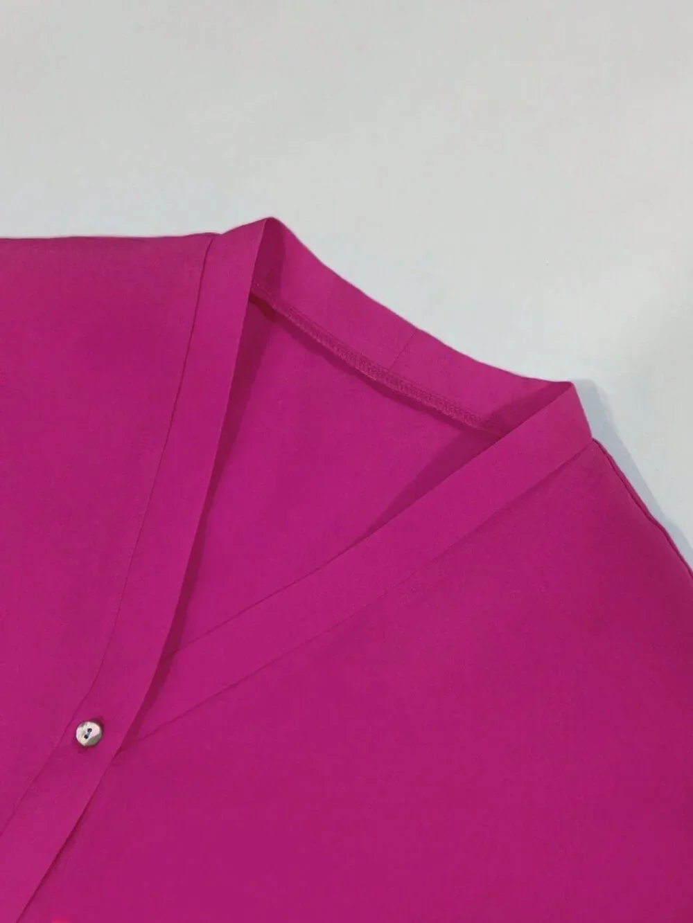 Hot Pink Casual Women's Front Button Long Sleeve Top & Knotted Waist Mini Skirt